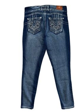 Jack David Women’s 14 Skinny Jeans Embellished Rhinestone Studded Dark Wash